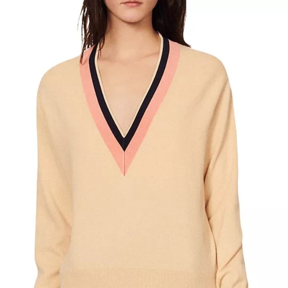 Sandro Contrast Trim Sweater Small